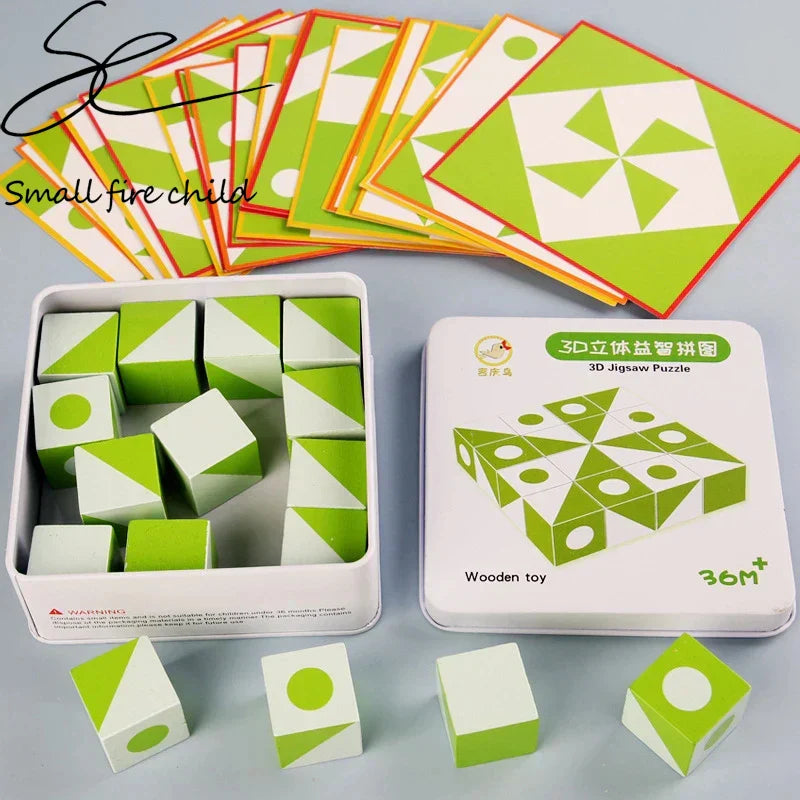 New 3D Montessori Geometry Puzzles Building Block Face