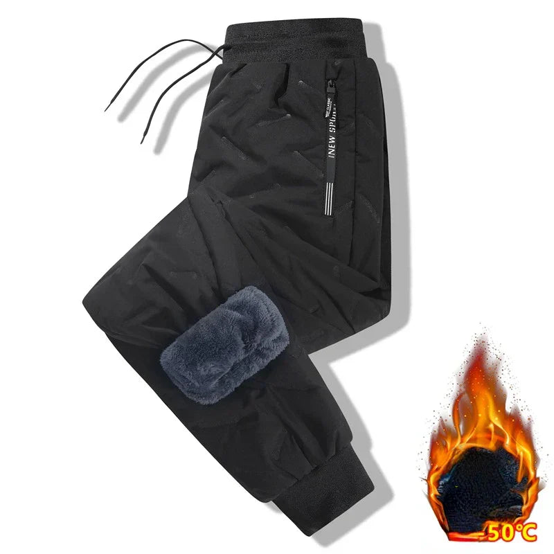 Winter Lamb down sports pants Thicken Sweatpants Men