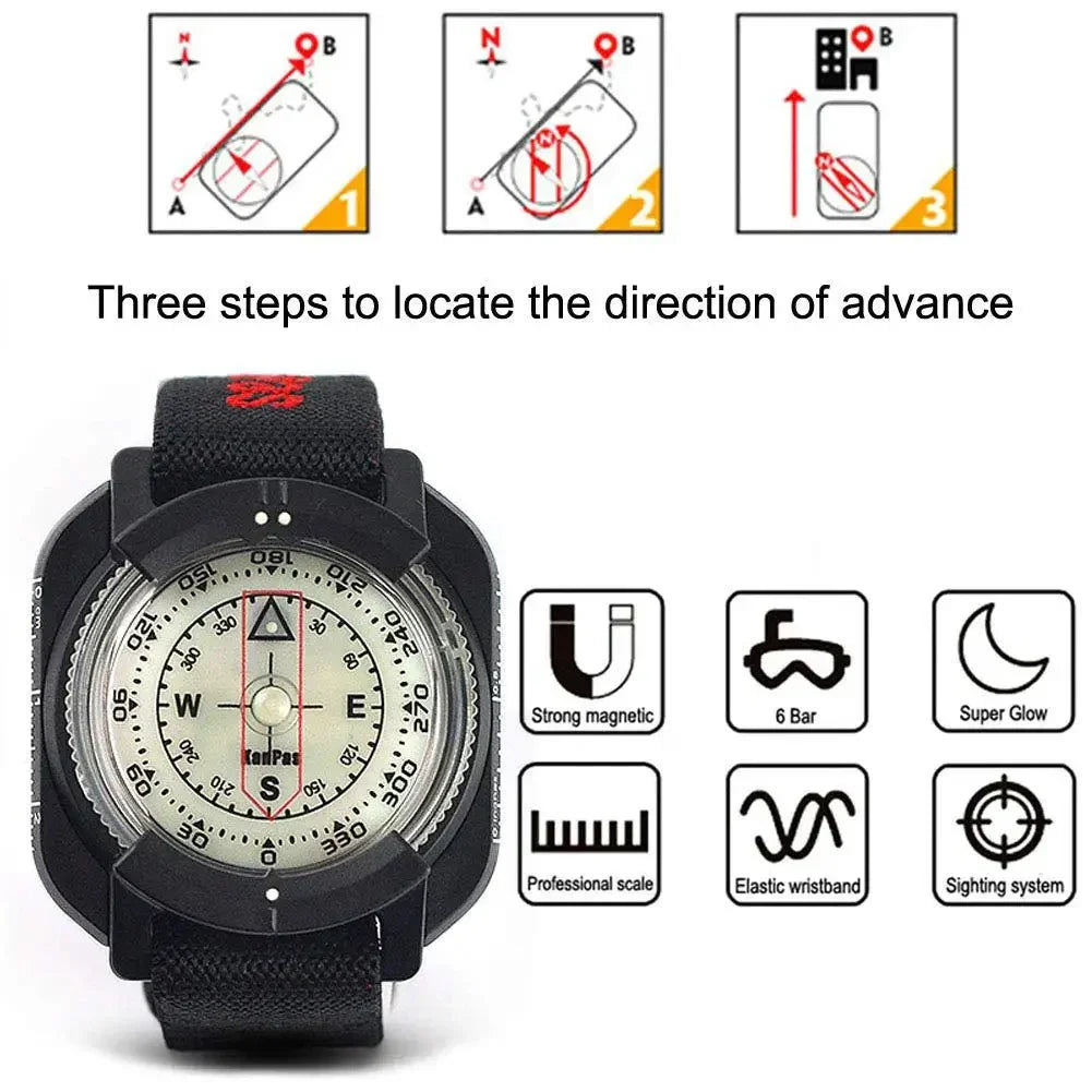 Waterproof Outdoor Compass Professional 60M /197Ft Diving Compass