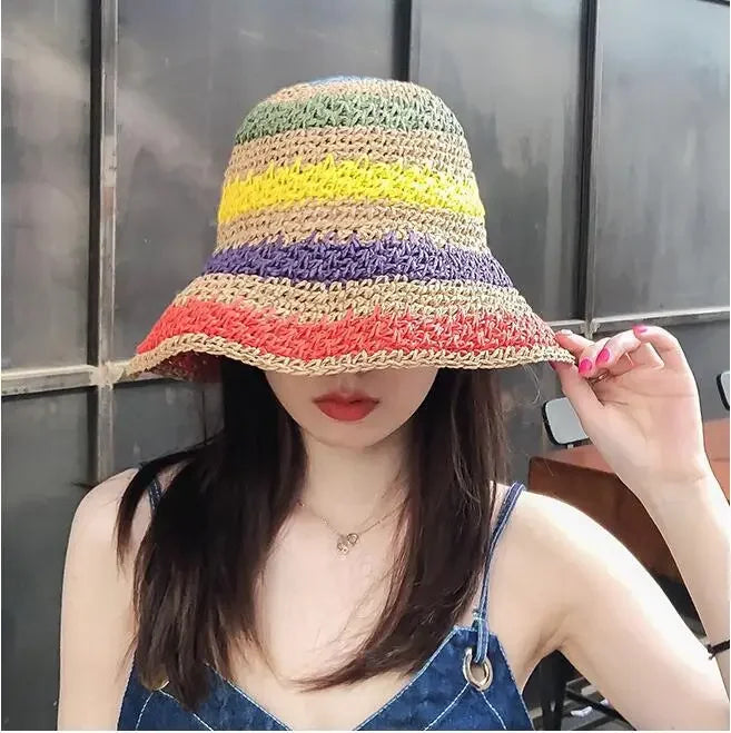 Women's Large Brim Straw Beach Hats Girl Cap