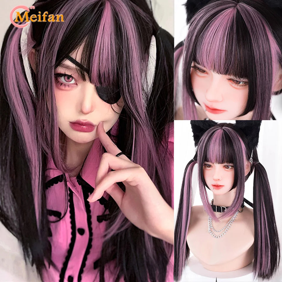 MEIFAN Long Lolita Ombre Harajuku Wig With Bang