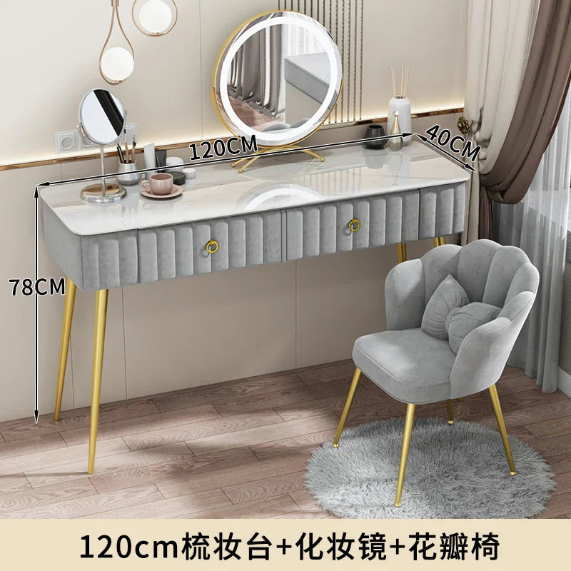 Luxury Nordic Dressing Table Mirror Chair Bedroom LED