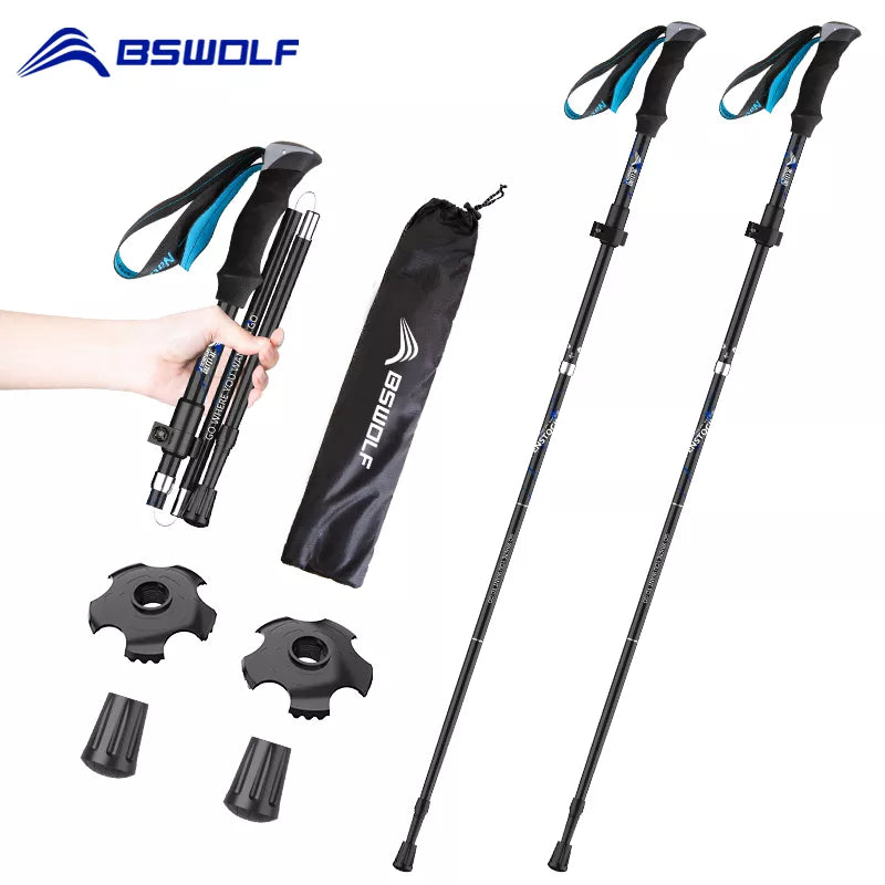 BSWOLF 2Pcs Ultralight Trekking Poles Walking Sticks Hiking