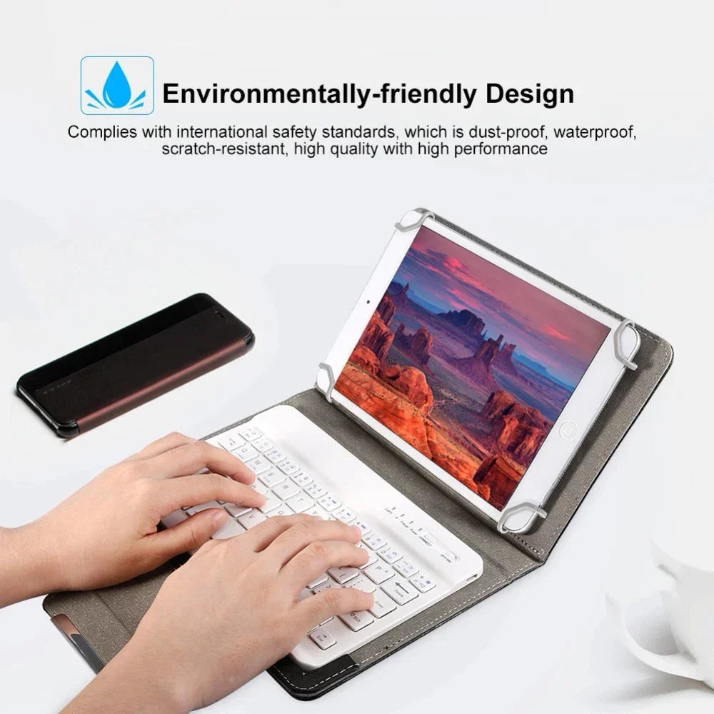 Universal Wireless Bluetooth Keyboard with Leather Case Stand