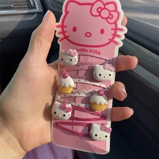 4pcs Sanrio Hello Kitty Children's Hairpin Hair Rope