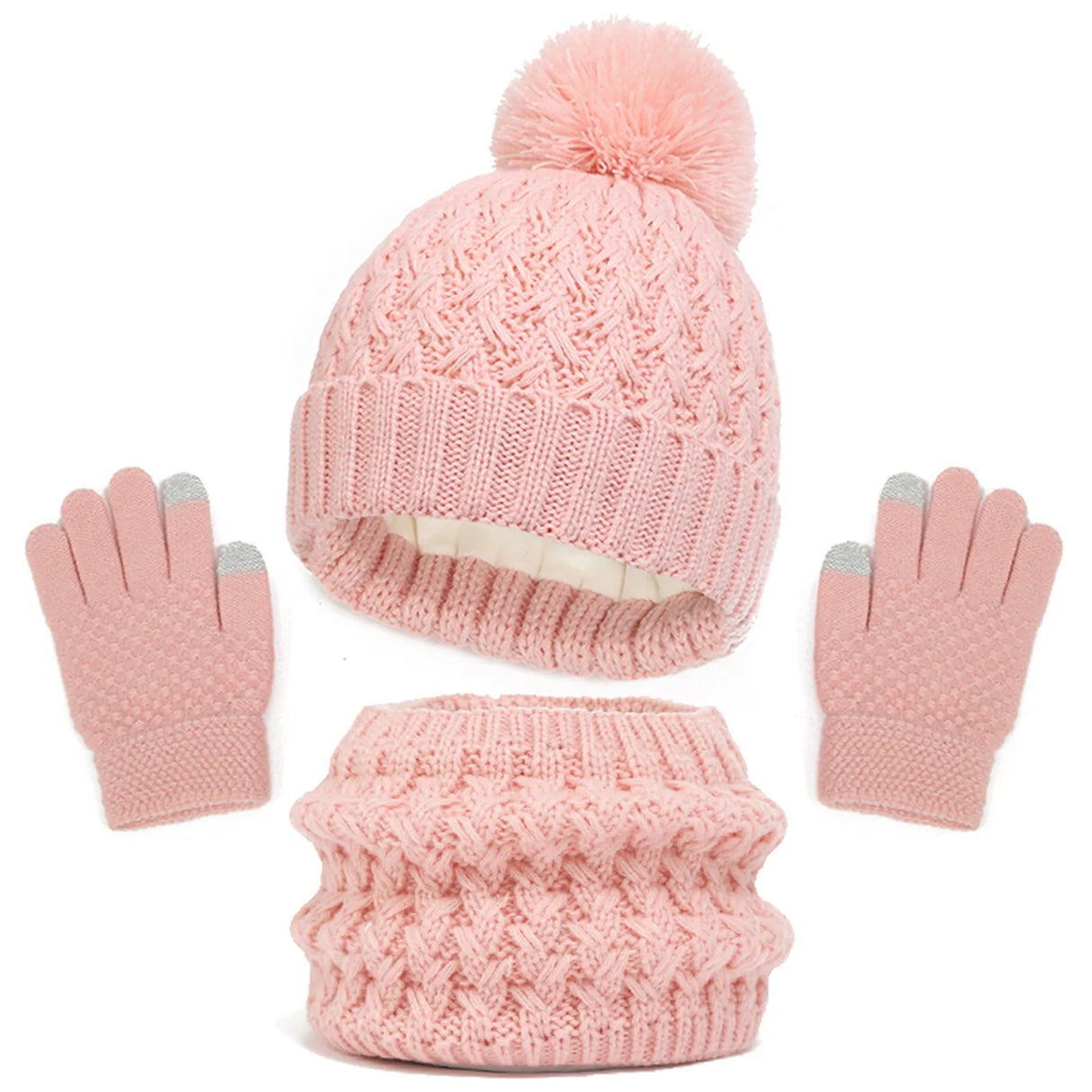 Kids Winter Hat Gloves Scarf Set Girls Toddler