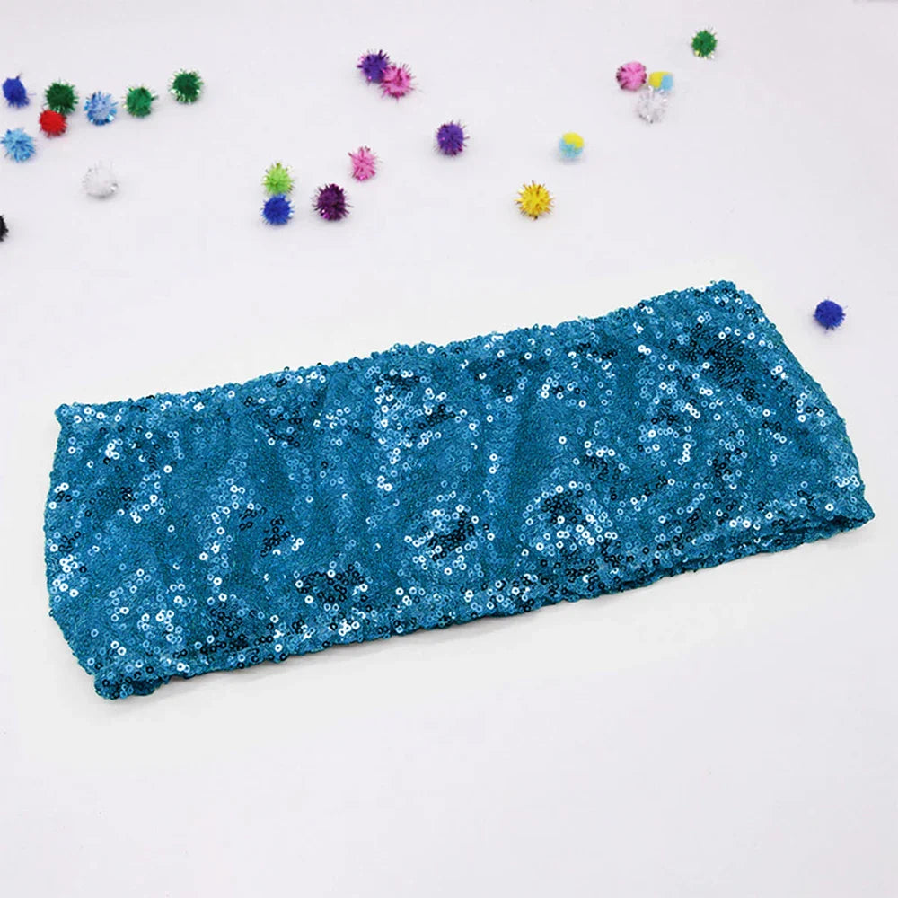 10/50pcs Gold Sequin Chair Sashes Sliver Party Chair