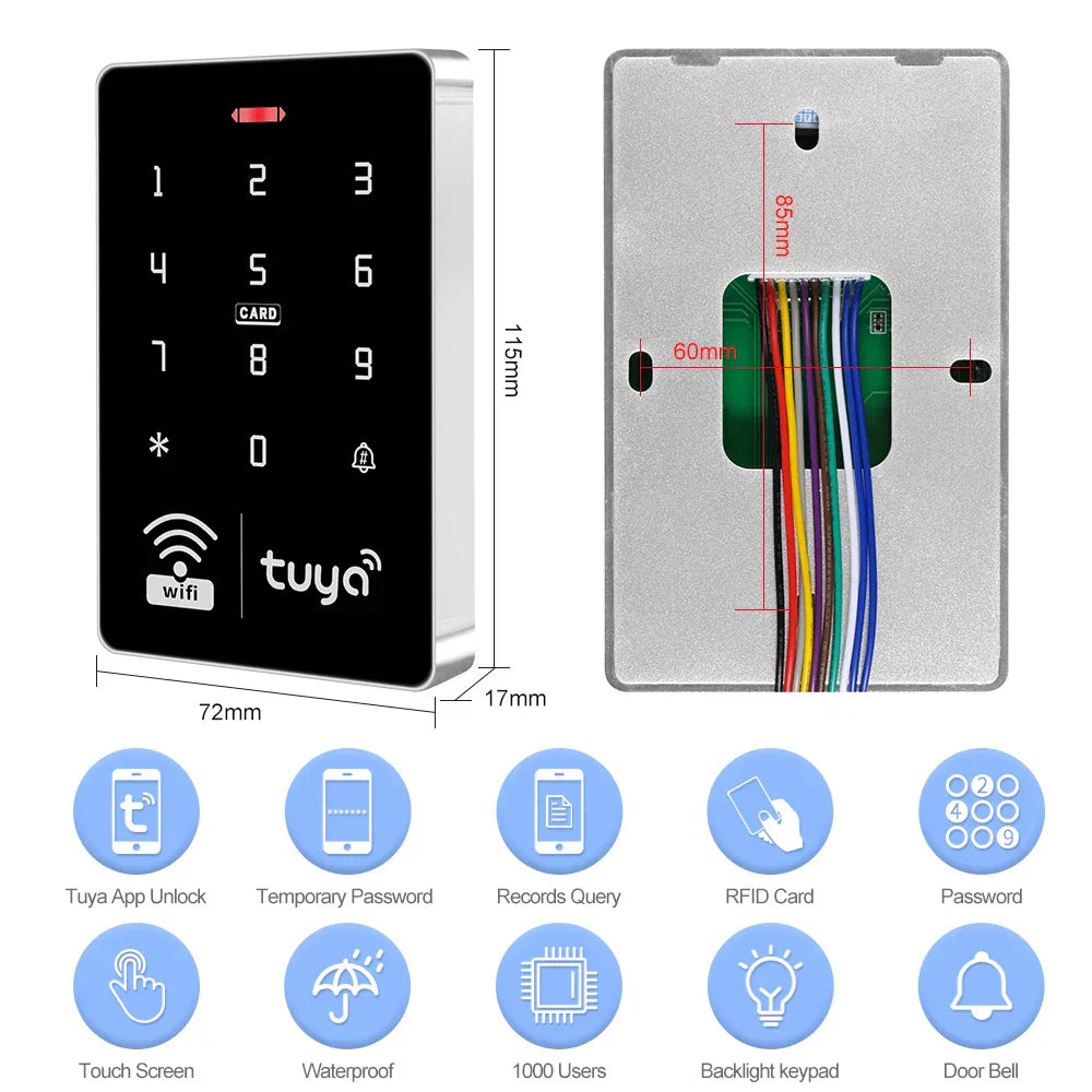 WiFi Tuya Door Access Control Keypad IP68 Waterproof