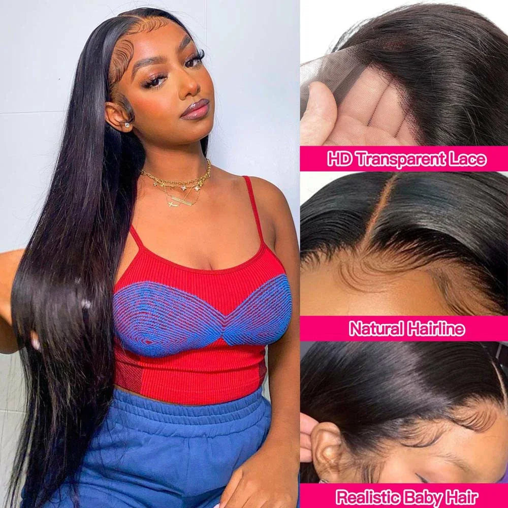 Bone Straight Brazilian 13x4 13x6 HD Transparent Lace