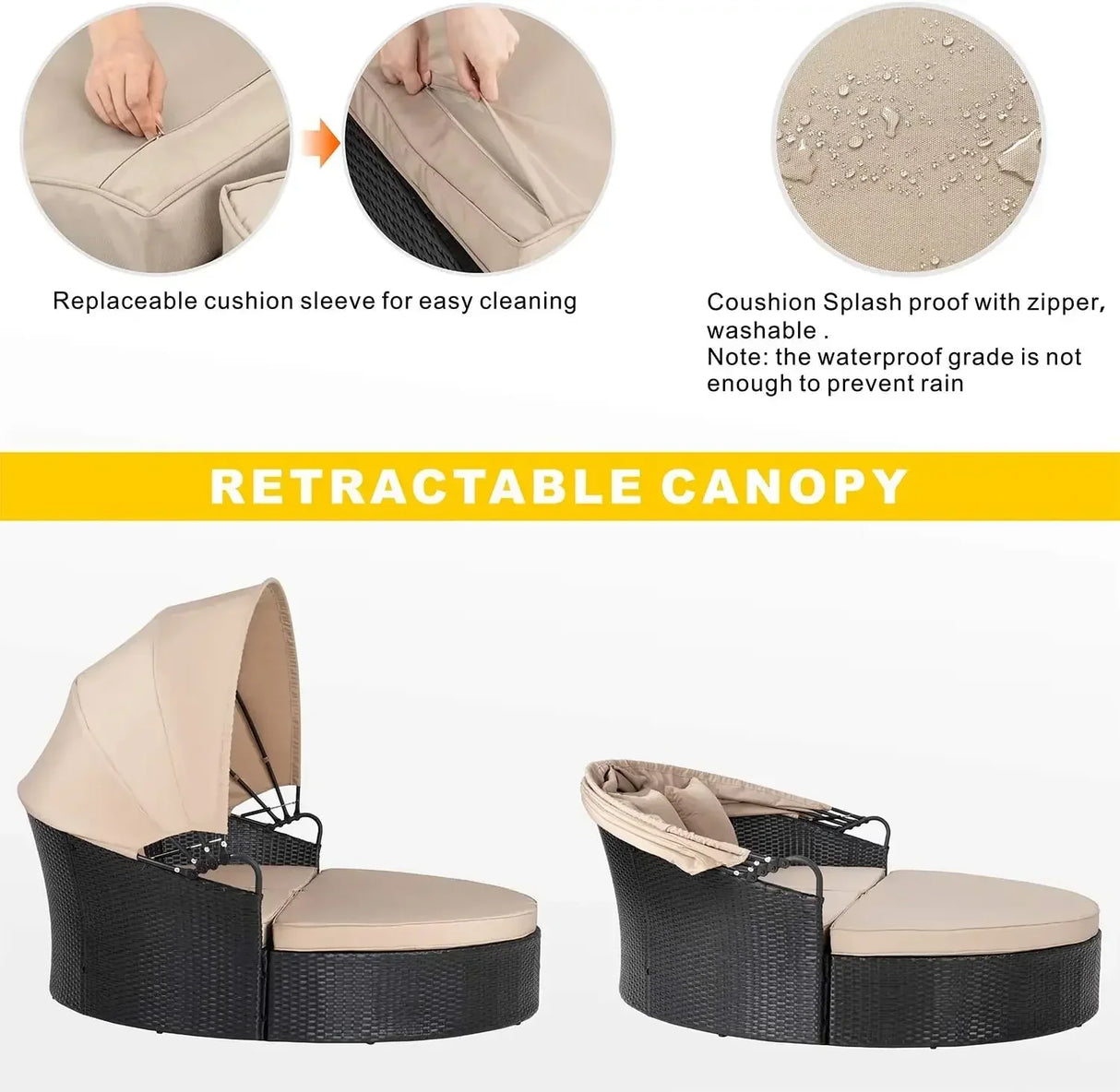 Shintenchi Outdoor Patio Furniture Outdoor Round Daybed with