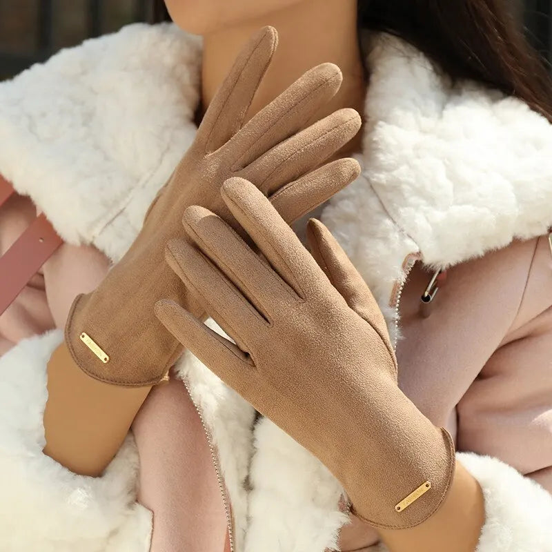 New Winter Padded Warm Gloves Cute Solid Color