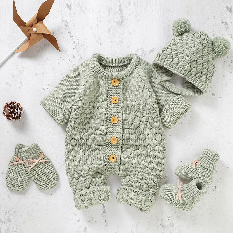Baby Rompers Clothes Autumn Winter Knitted Newborn Boys