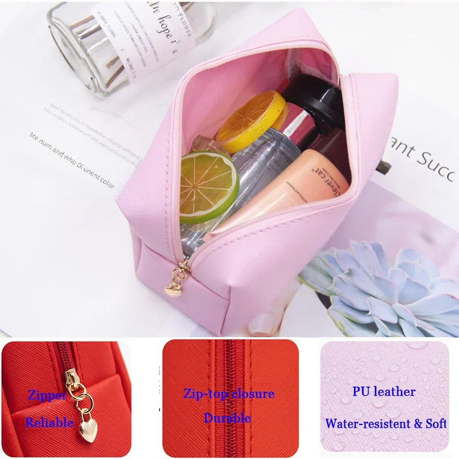 Personalized Embroidery Small Makeup Bag PU Leather Travel
