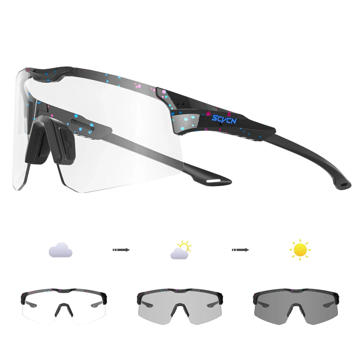 SCVCN New bicycle Photochromic Cycling Sunglasses Sports Running