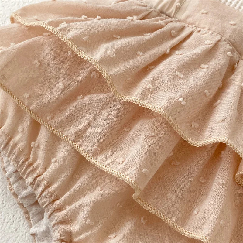 Ruffles Lace Baby Girls Romper Dress Summer Vintage
