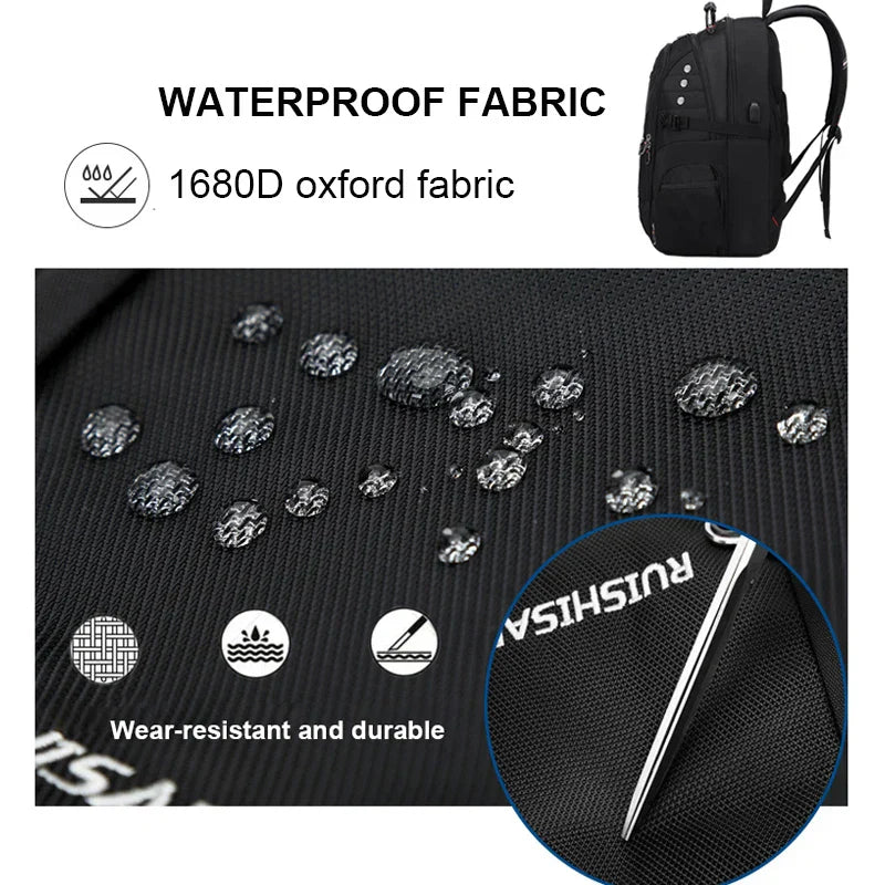 Waterproof Backpacks USB Charging School Bag Antitheft Men