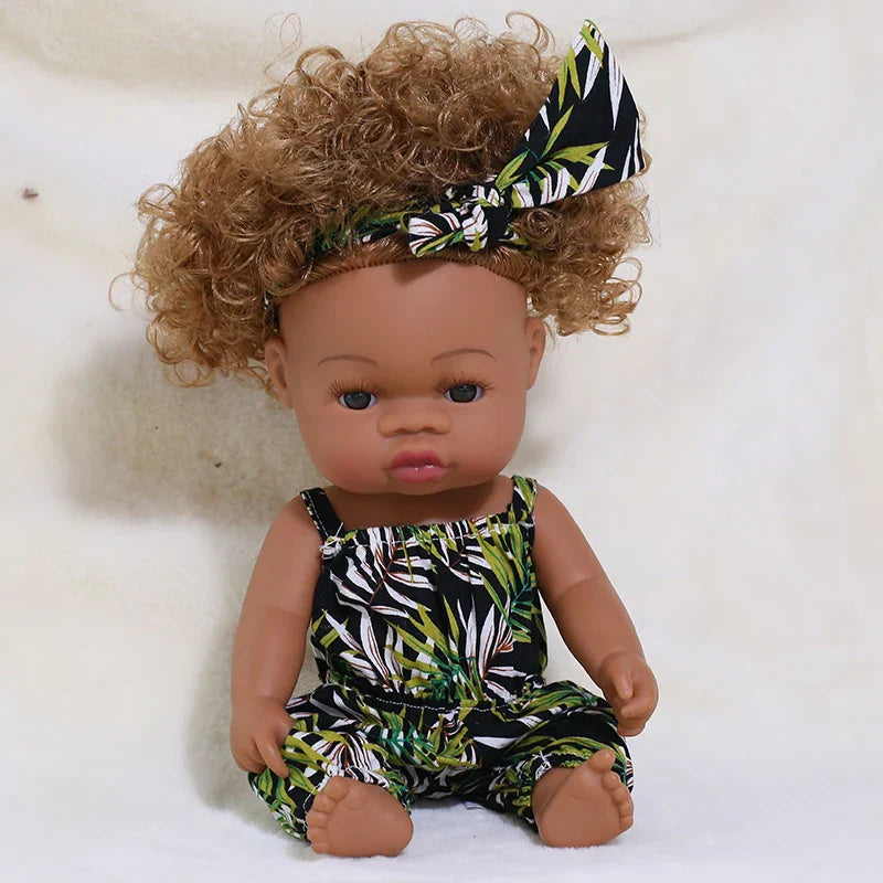 35cm Newborn Reborn African Doll Baby Simulation Soft