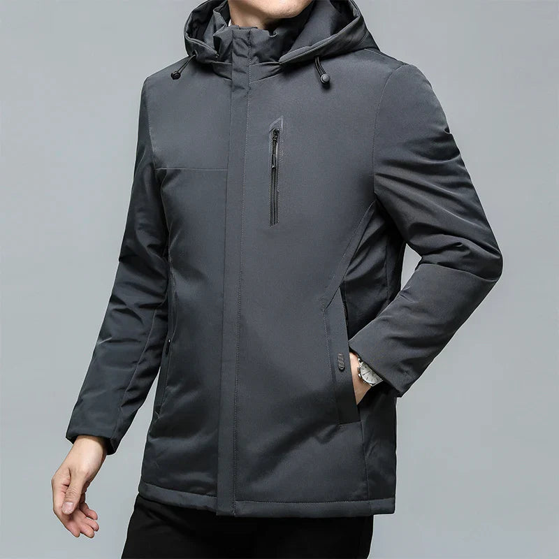 Men's Black Padded Oversized Jacket Oversize Plus Velvet