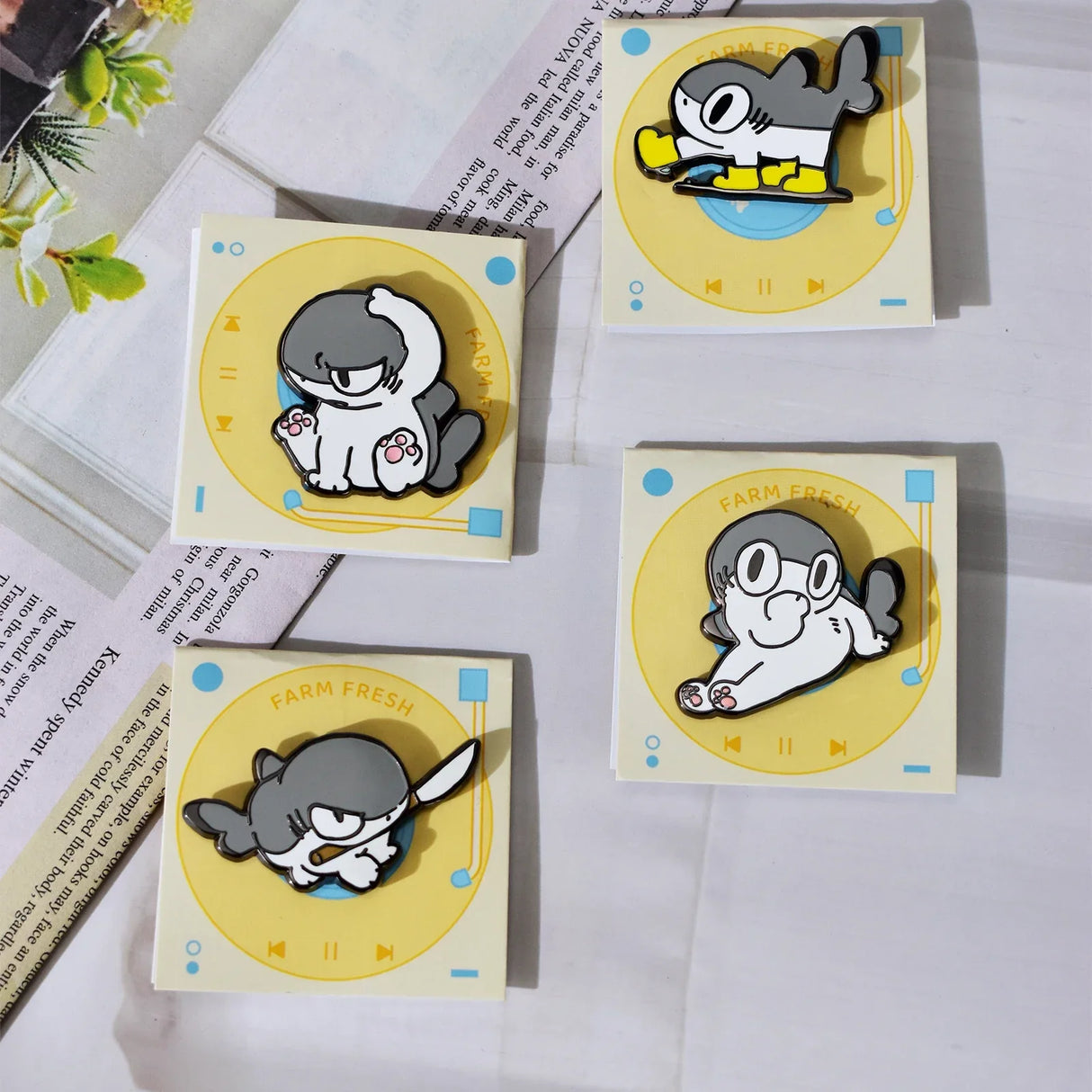 Anime Yogin Sharkitty Brooch Pins Enamel Brooches Badge