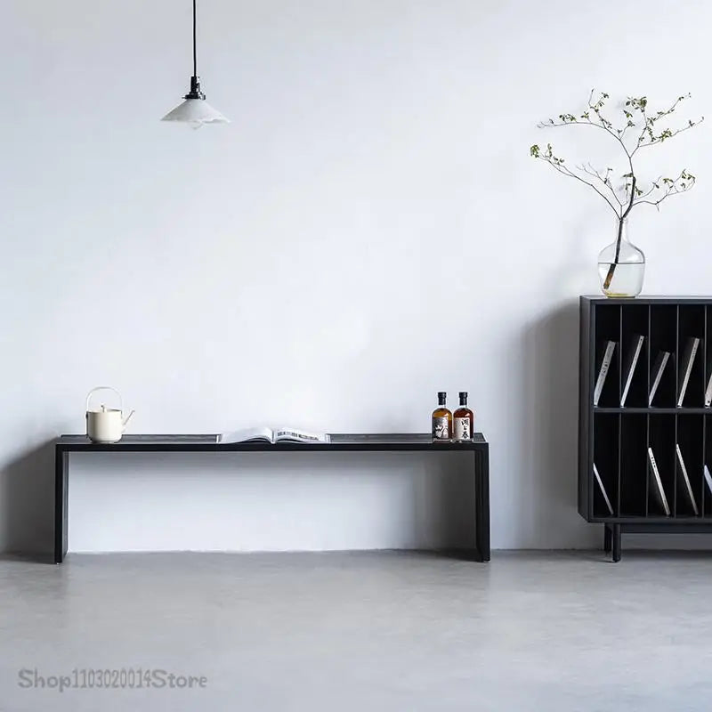 Quiet Style White Wax Wood Bench Black Dining