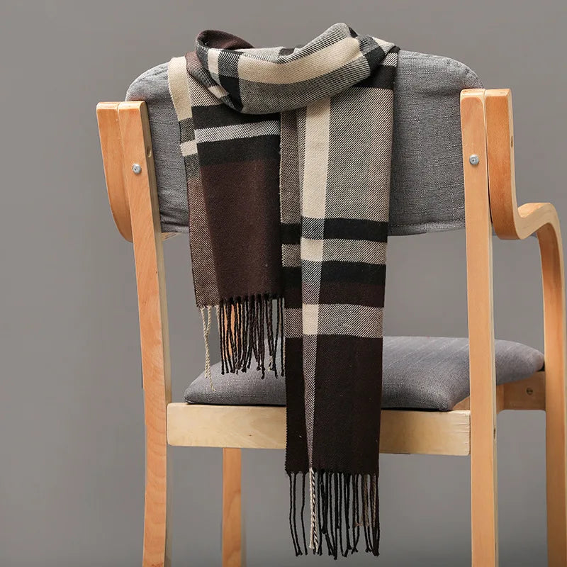 Luxury Brand Plaid Winter Men Scarf Warm Cashmere