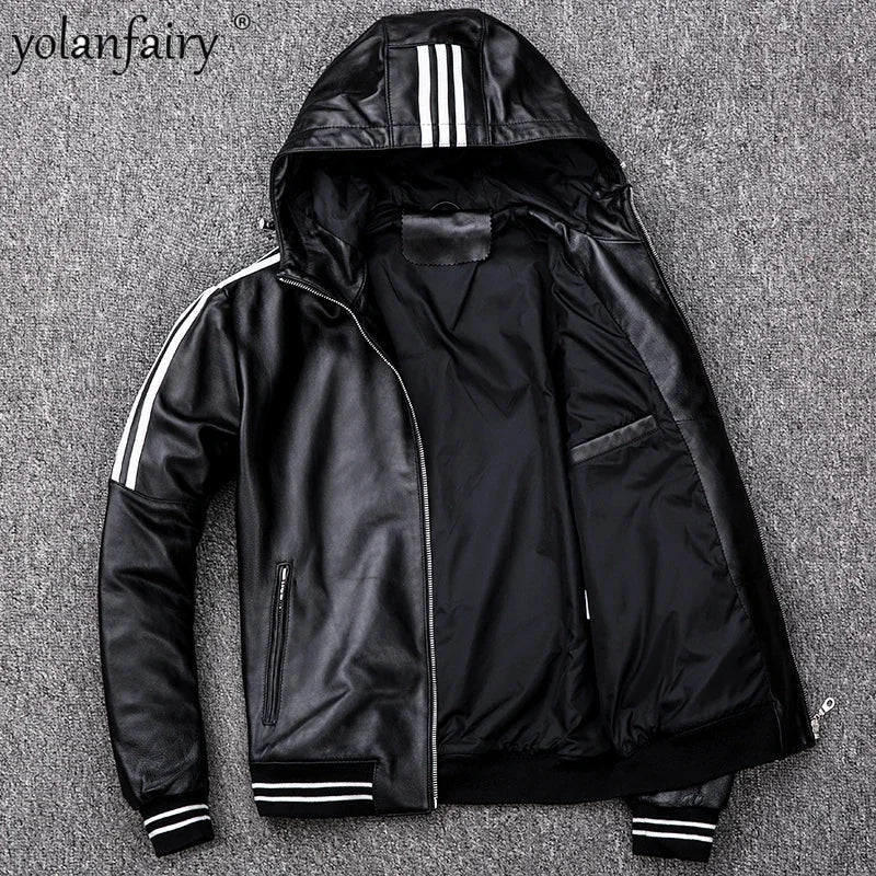 2023 New Men's Classic Leather Jacket 100% Natural