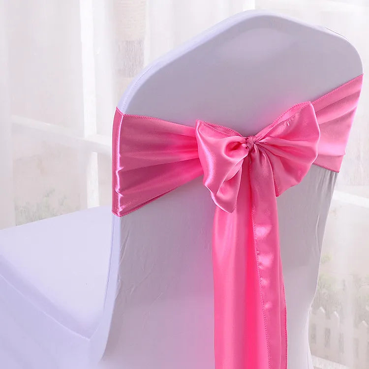10/50/100pcs Satin Chair Bow Sashes Wedding Chair Knots