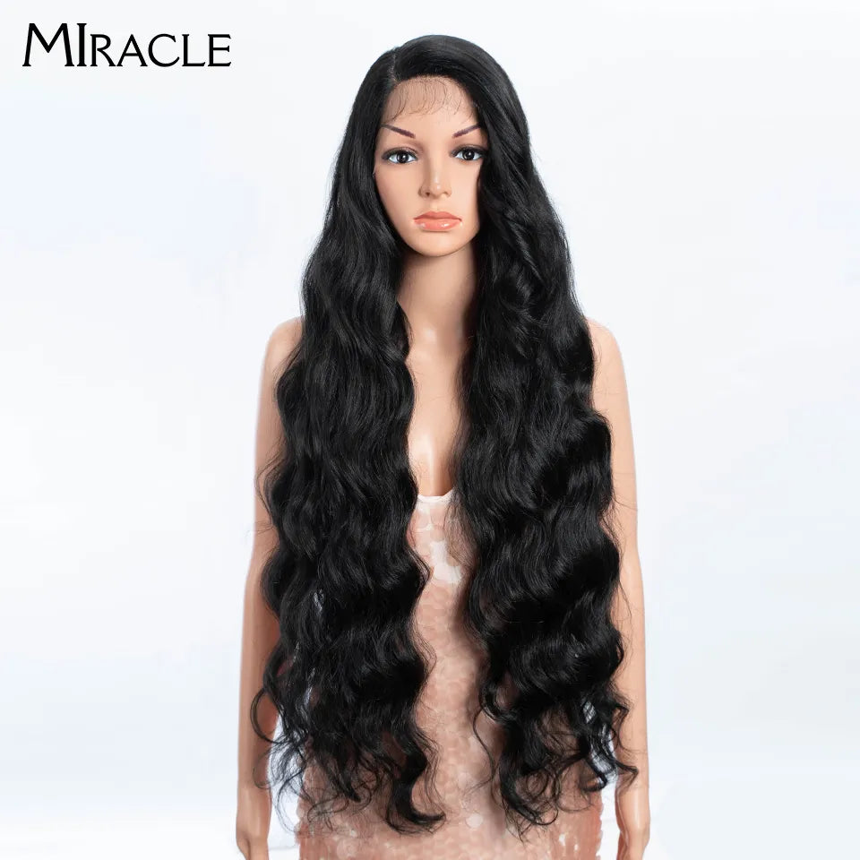MIRACLE Synthetic Lace Front Wigs For Women Long