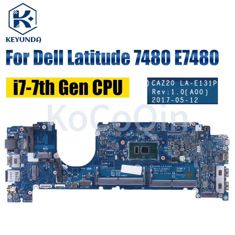 For Dell Latitude 7480 E7480 Notebook Mainboard LA-E131P