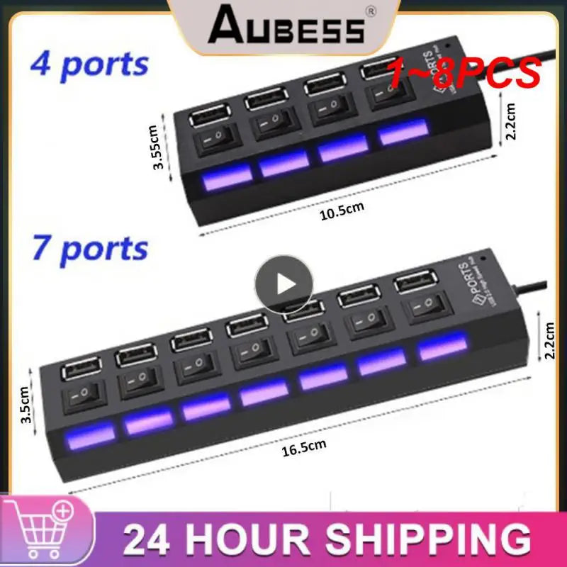 1~8PCS USB Hub USB 2.0 Hub Multi USB