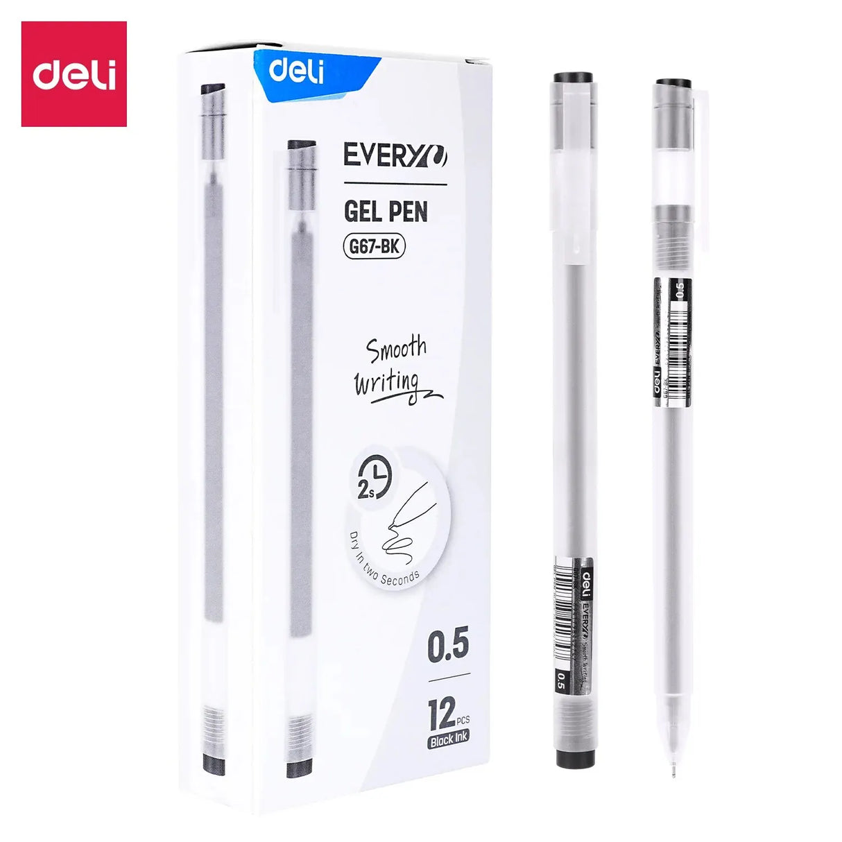 Deli 12pcs Quality 0.5mm Gel Pen 3 Colors
