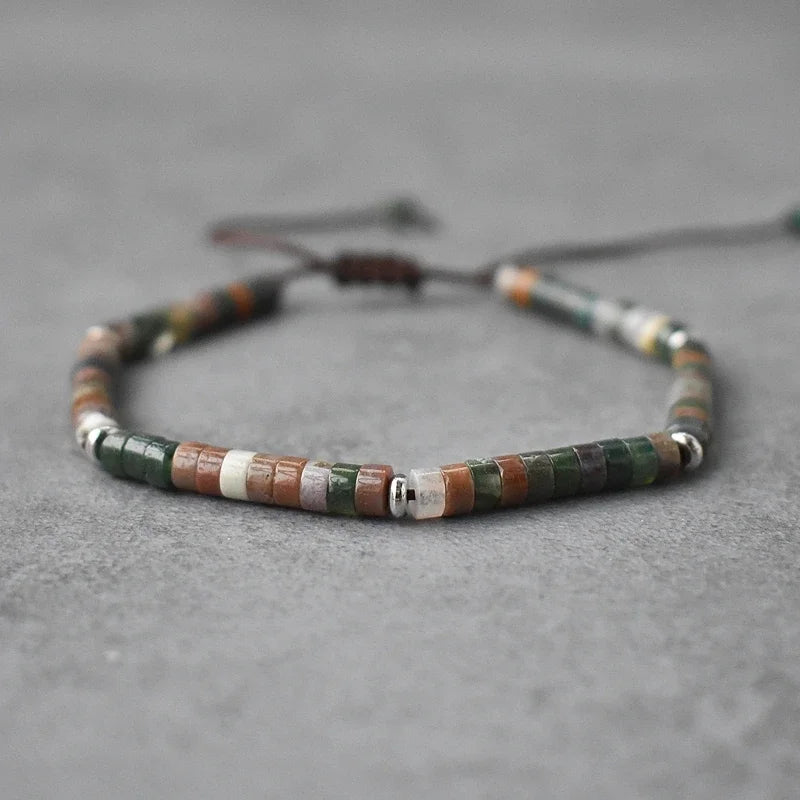 Natural Stone Beads Braied Bracelet Small Labradorite Agat