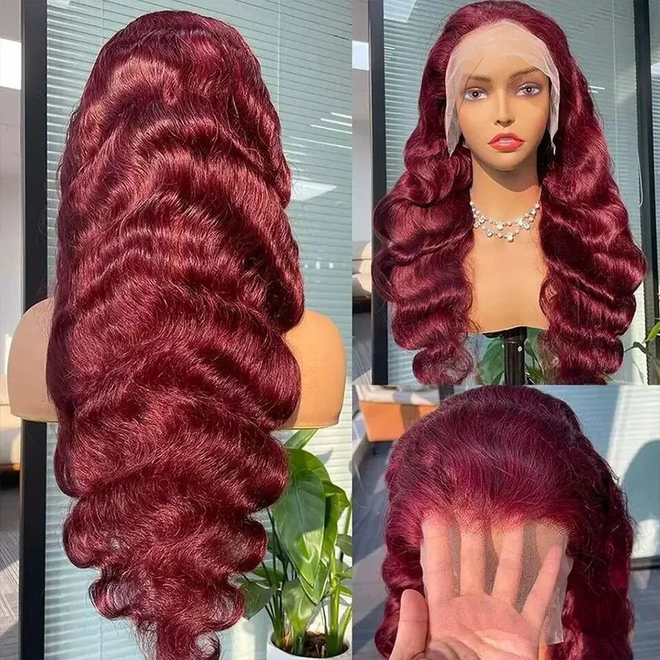Tewjig 250 Density 99J Burgundy 13x6 Lace Frontal