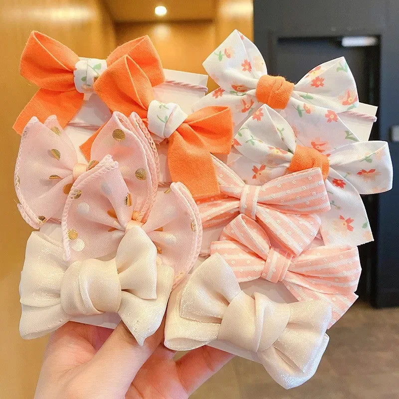 10Pcs/Set Big Bow Flower Elastic Hairbands Children Girls