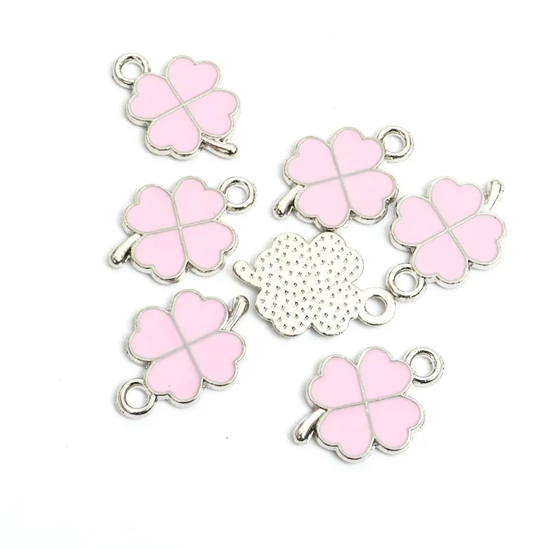 Dopamine Fourleaf Clover Enamel Charms 20pcs DIY Necklace