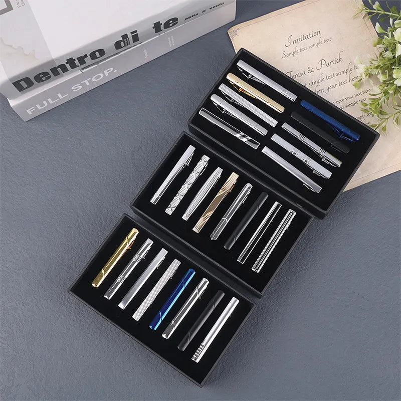 8Pc Exquisite Metal Tie Clip Set With Gift