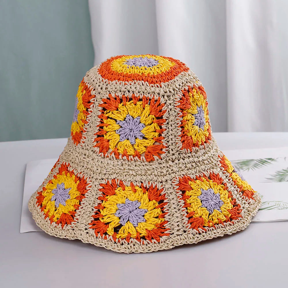 NEW 2022 Womens Straw Hats crochet hat bucket