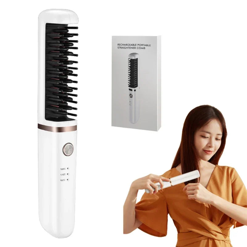 Cordless Hair Hot Air Brush Comb Salon Negative