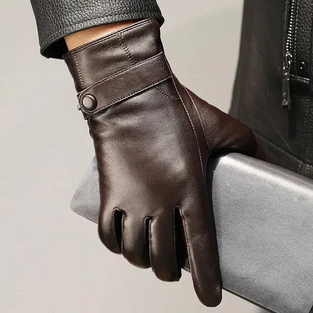 Sheepskin Genuine Leather Men's Gloves Fashion Driving Riding