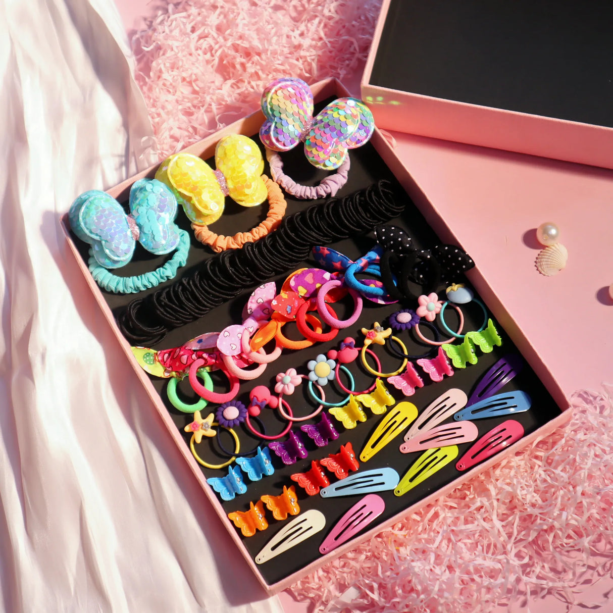 1Set Box Sequins Cute Butterfly Hair Bands For