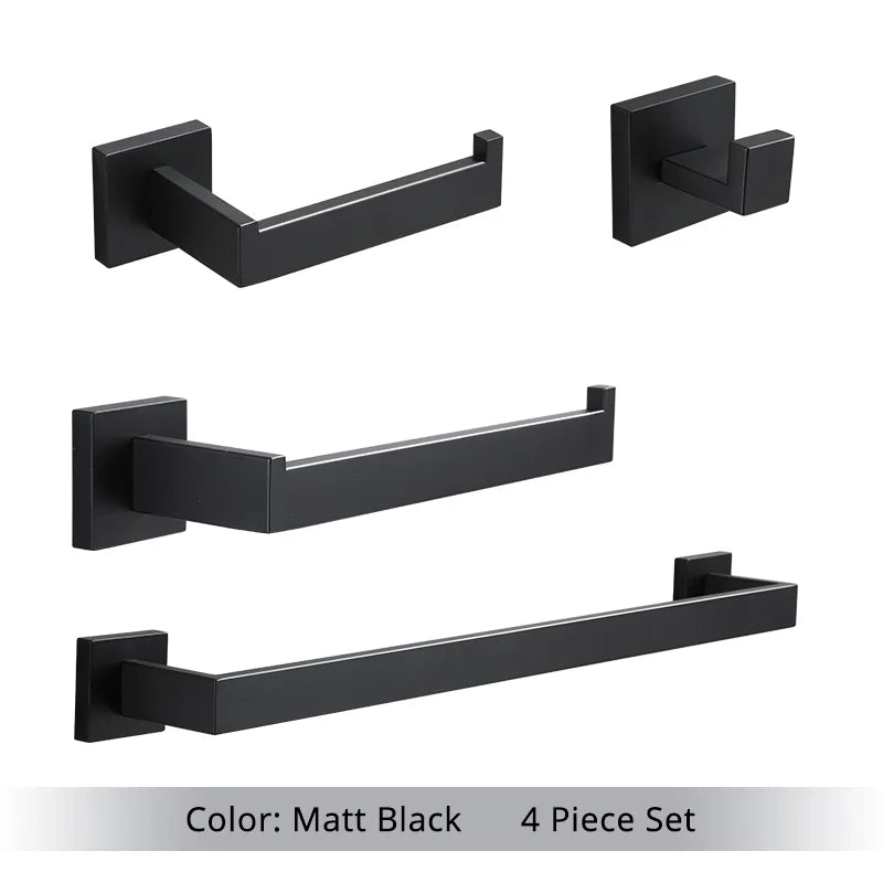 Bathroom Hardware Set Accessories Matt Black Shelf Robe