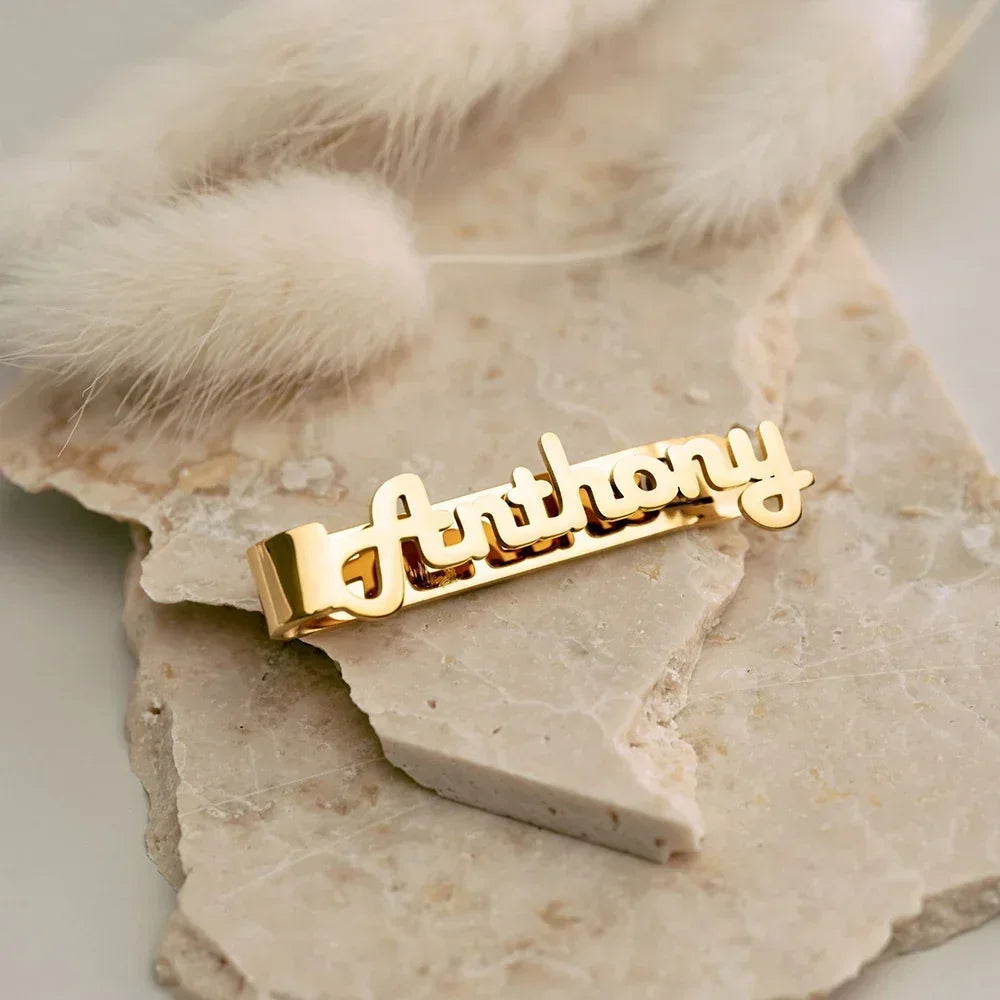 Custom Name Tie Clips Stainless Steel Nameplate Jewelry