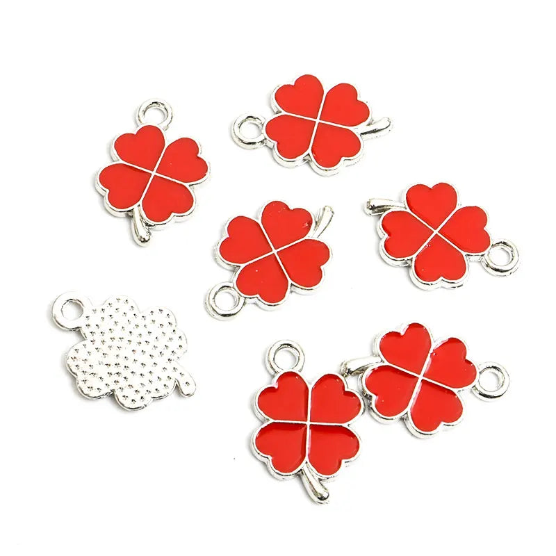 Dopamine Fourleaf Clover Enamel Charms 20pcs DIY Necklace