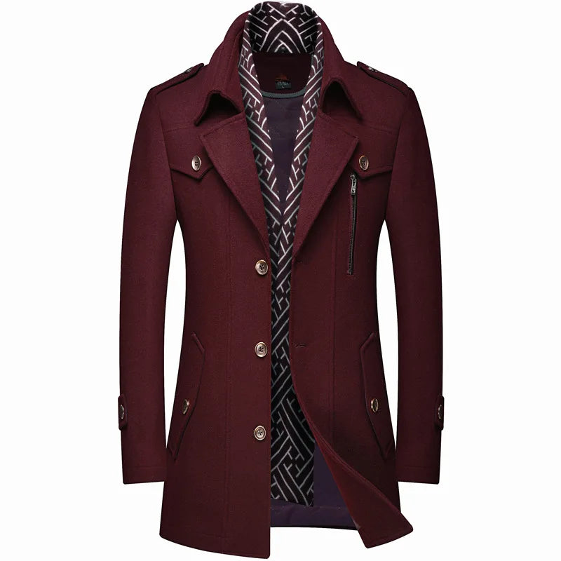 Winter Men Wool Coats New Fashion Middle Long