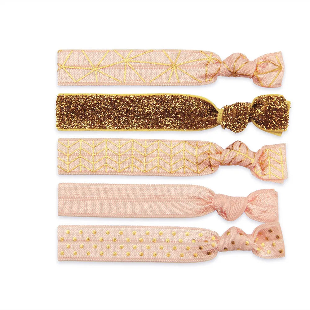 5 Packs Knotted Hair Tie Geometry Polka Dot