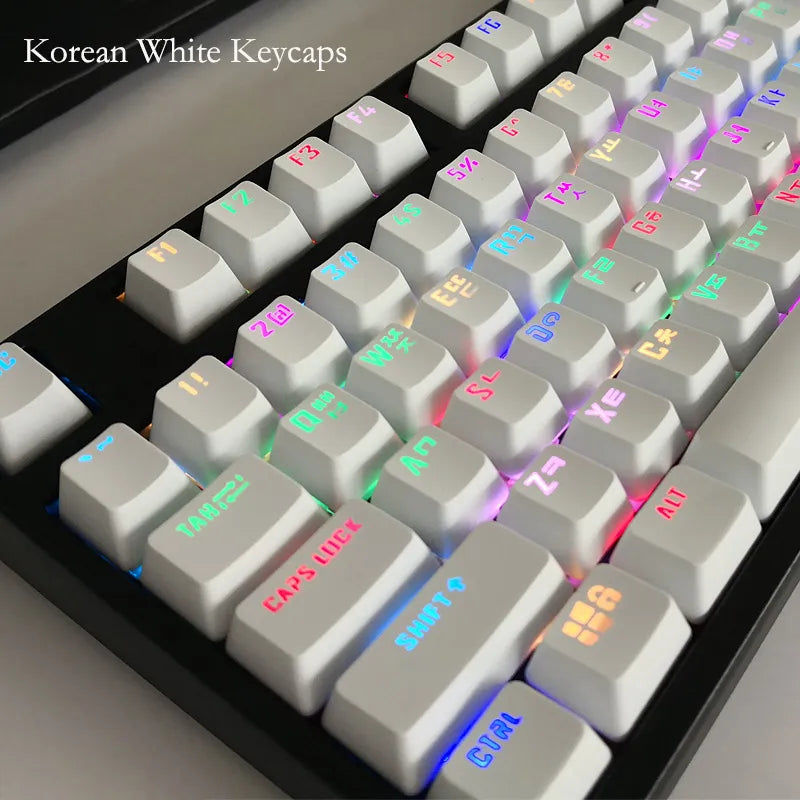 104 Keys Russian Korean Backlit Keycaps For Mechanical