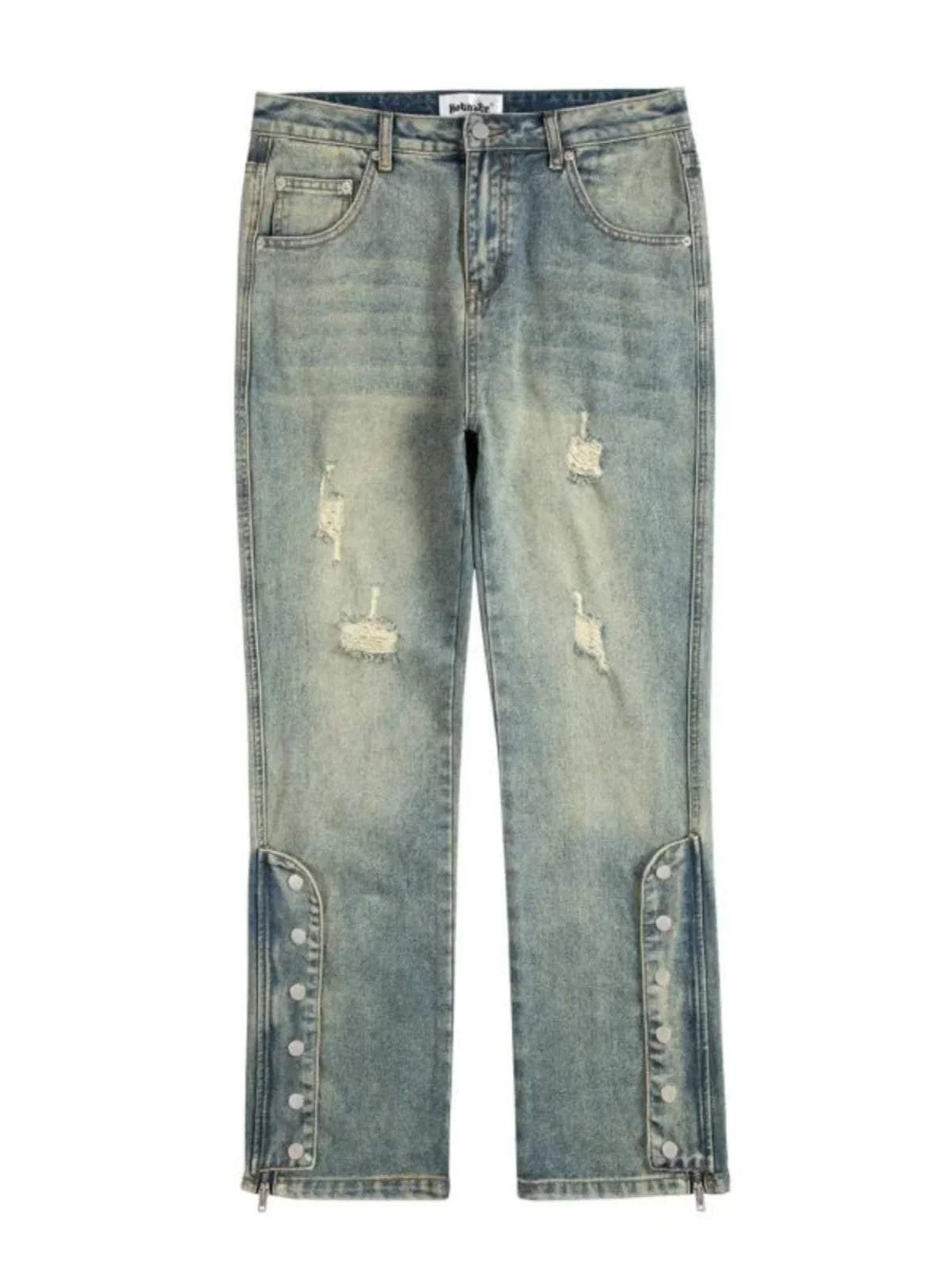 Streetwear Mens Blue Washed Jean Relaxed Fit Side
