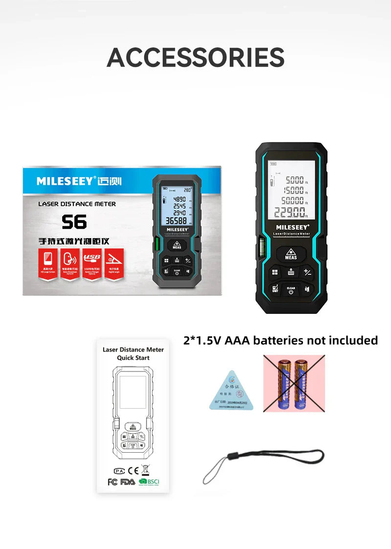 Mileseey X5/X6 40M 100M Professional Laser Trena Rangefinder