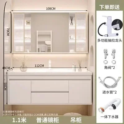 Washbasin Mirror Drawer Wall White Bathroom Cabinets Vanity