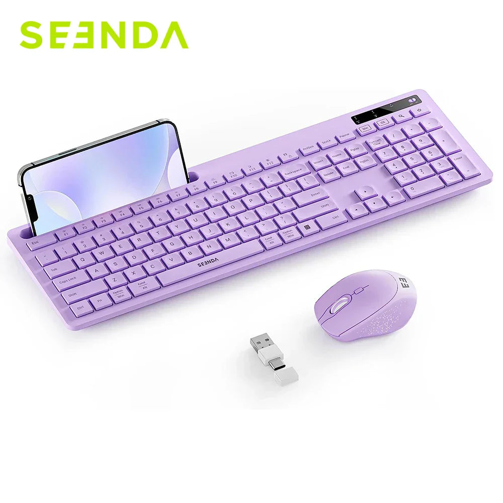 Seenda Full-Size Keyboard with Phone Holder 2.4G Silent